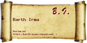 Barth Irma névjegykártya